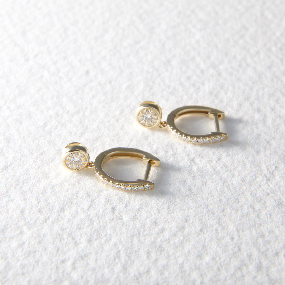 Etta 9ct Yellow Gold Huggie with Diamond drop Earrings