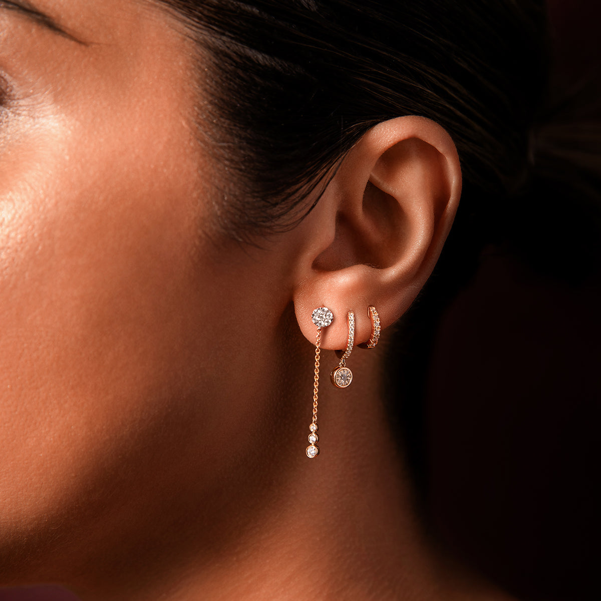 Kehlani 9ct Yellow Gold Drop Diamond Earrings