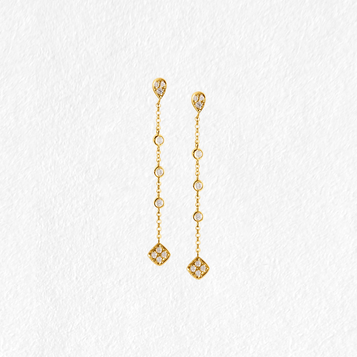Neriah 9ct Solid Gold Drop Diamond Earrings