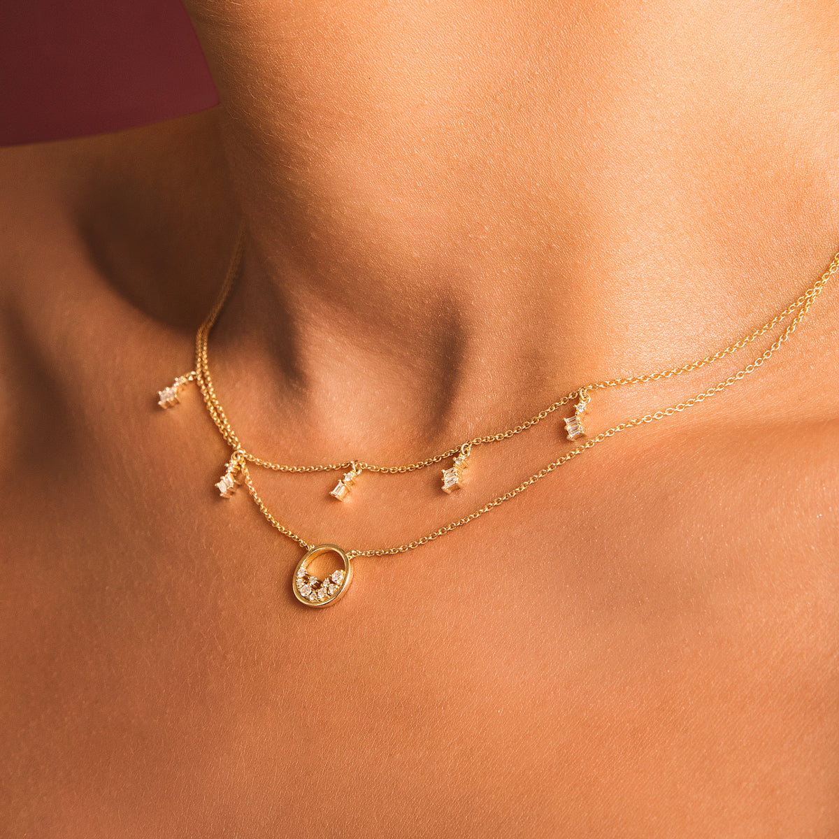 Uma 9ct Yellow Gold Diamond Necklace