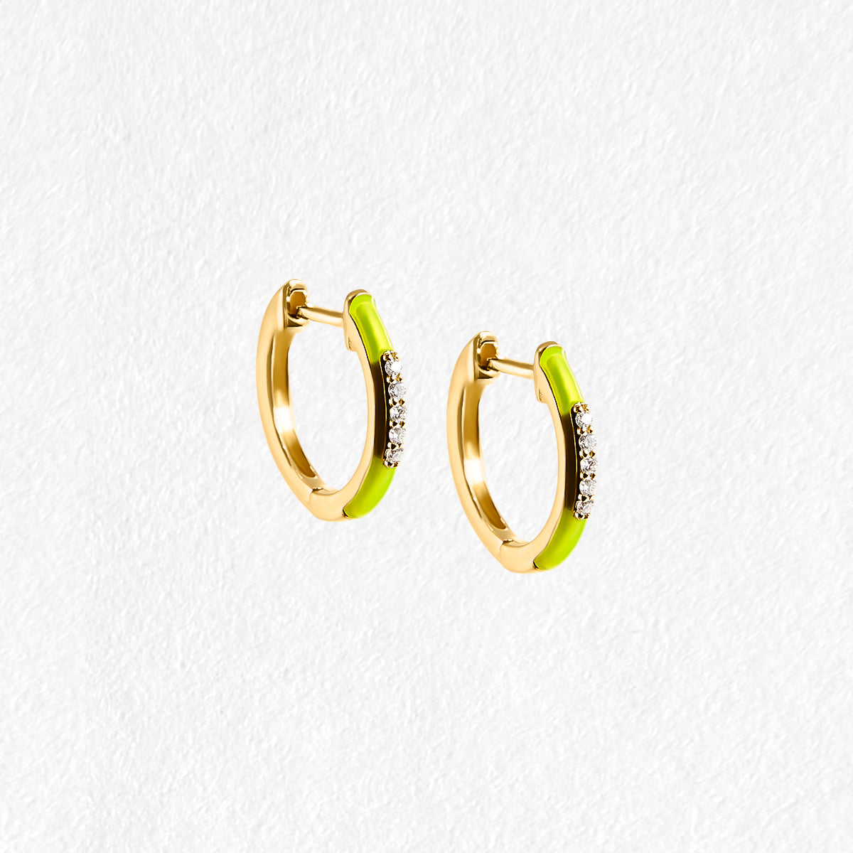 Zara 9ct Yellow Gold Huggie Diamond and Fluro Enamel Earrings