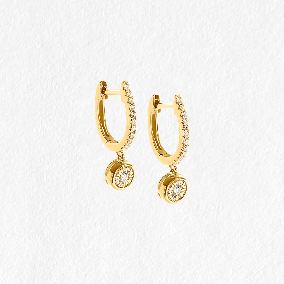 Etta 9ct Yellow Gold Huggie with Diamond drop Earrings