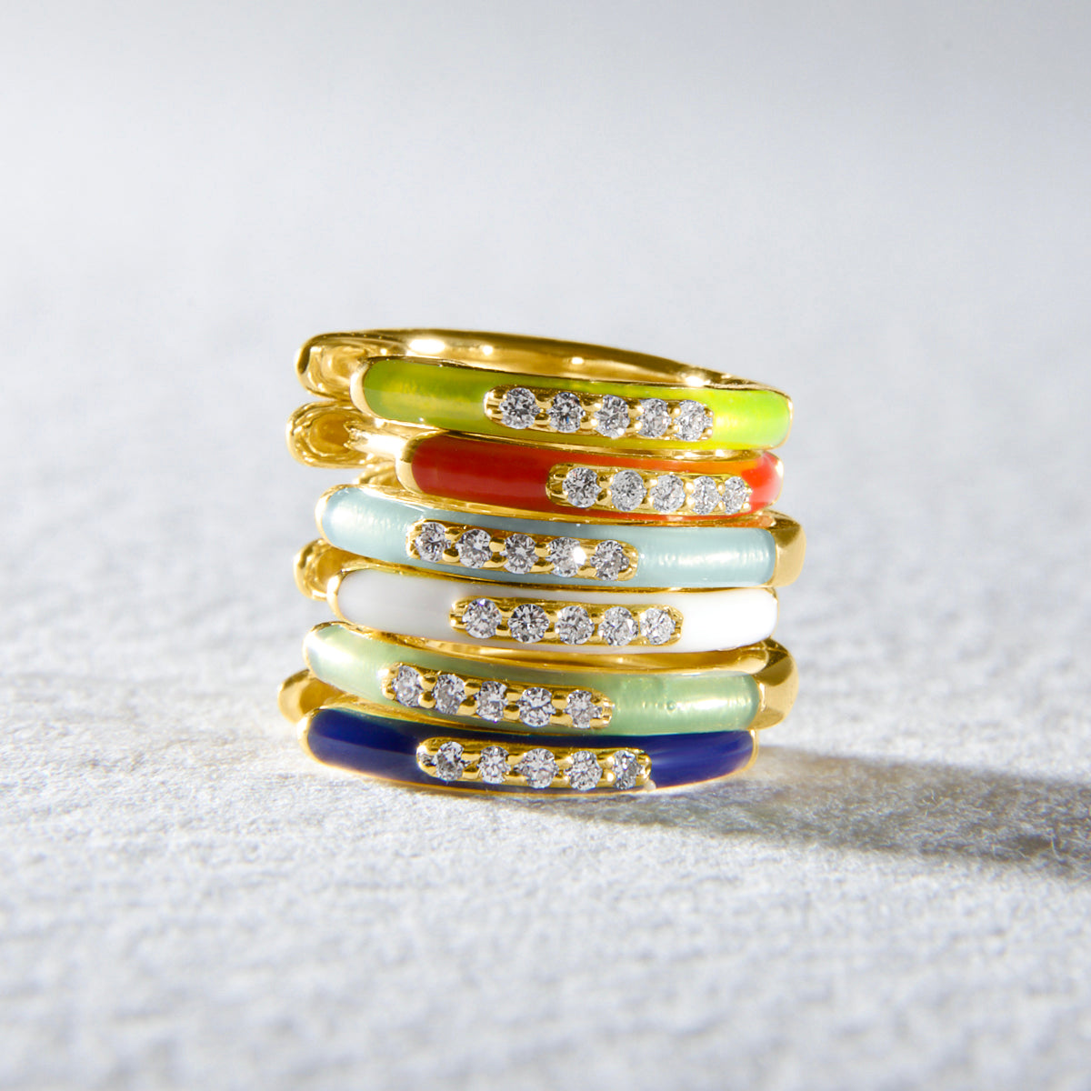 Zara 9ct Yellow Gold Huggie Diamond and Lime Enamel Earrings