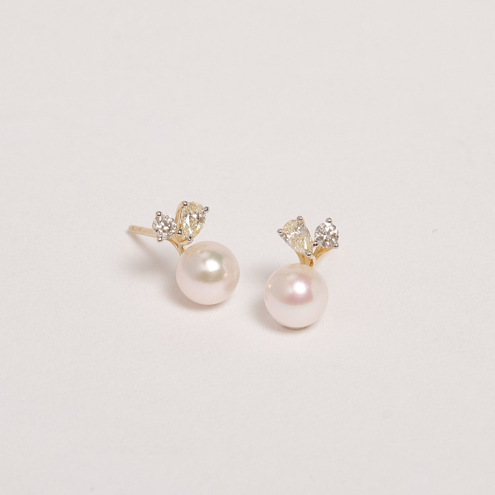 Astoria 9ct Yellow Gold Akoya Pearl & Diamond Earrings