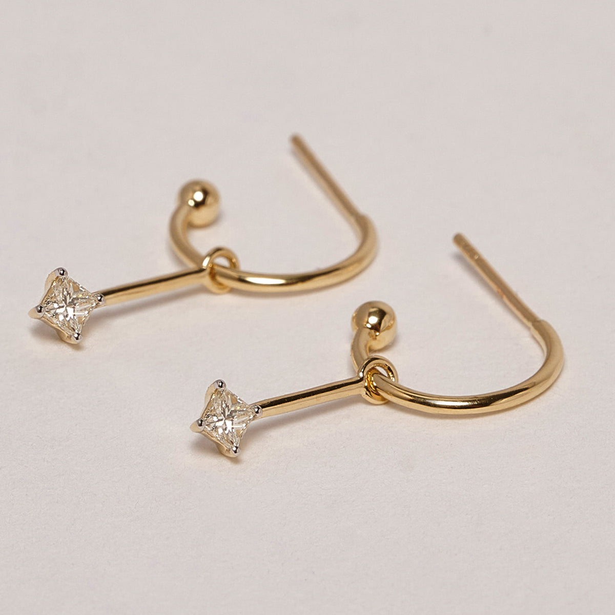 Boheme 9ct Yellow Gold Princess Cut Diamond Earrings