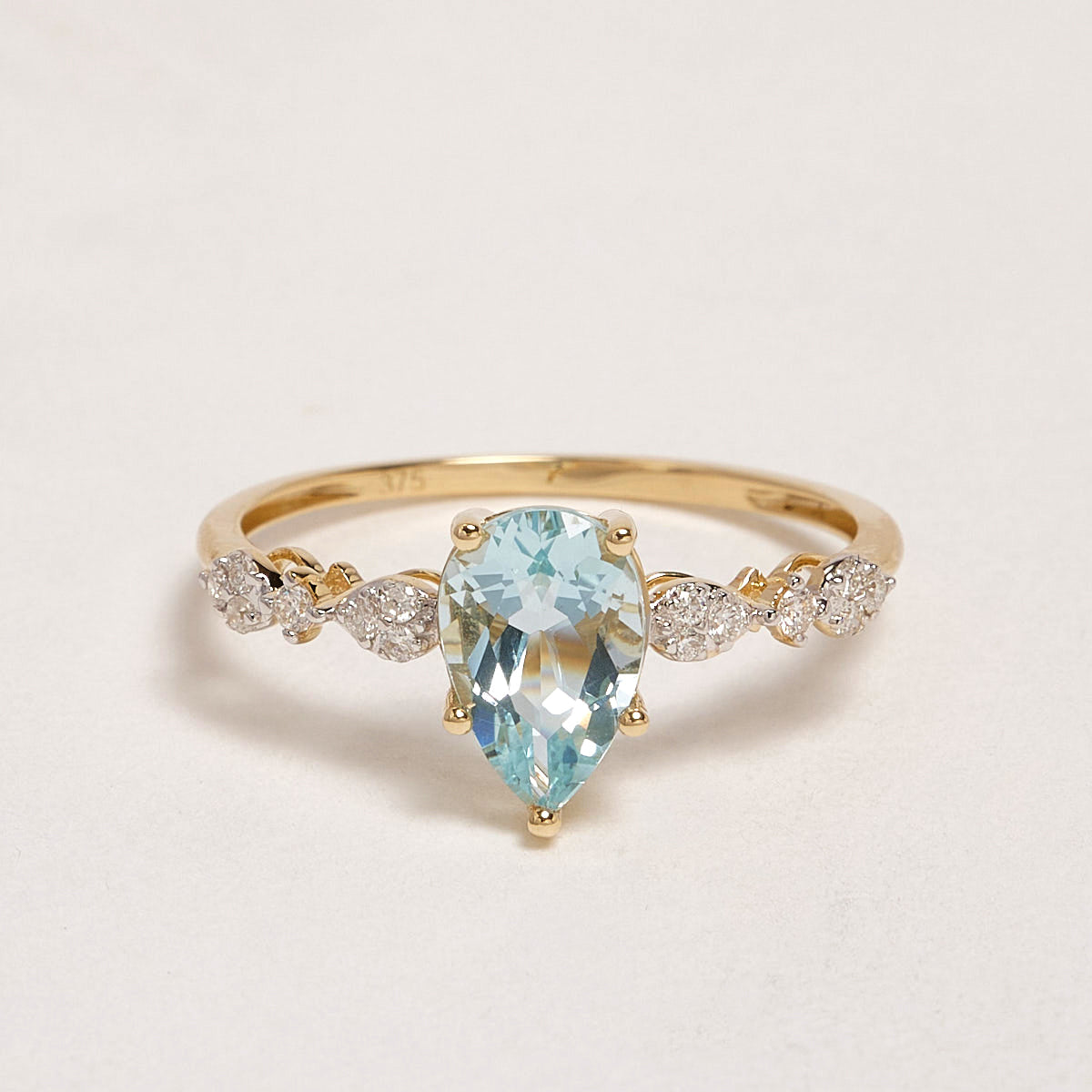 Dalia 9ct Yellow Aquamarine & Diamond Ring