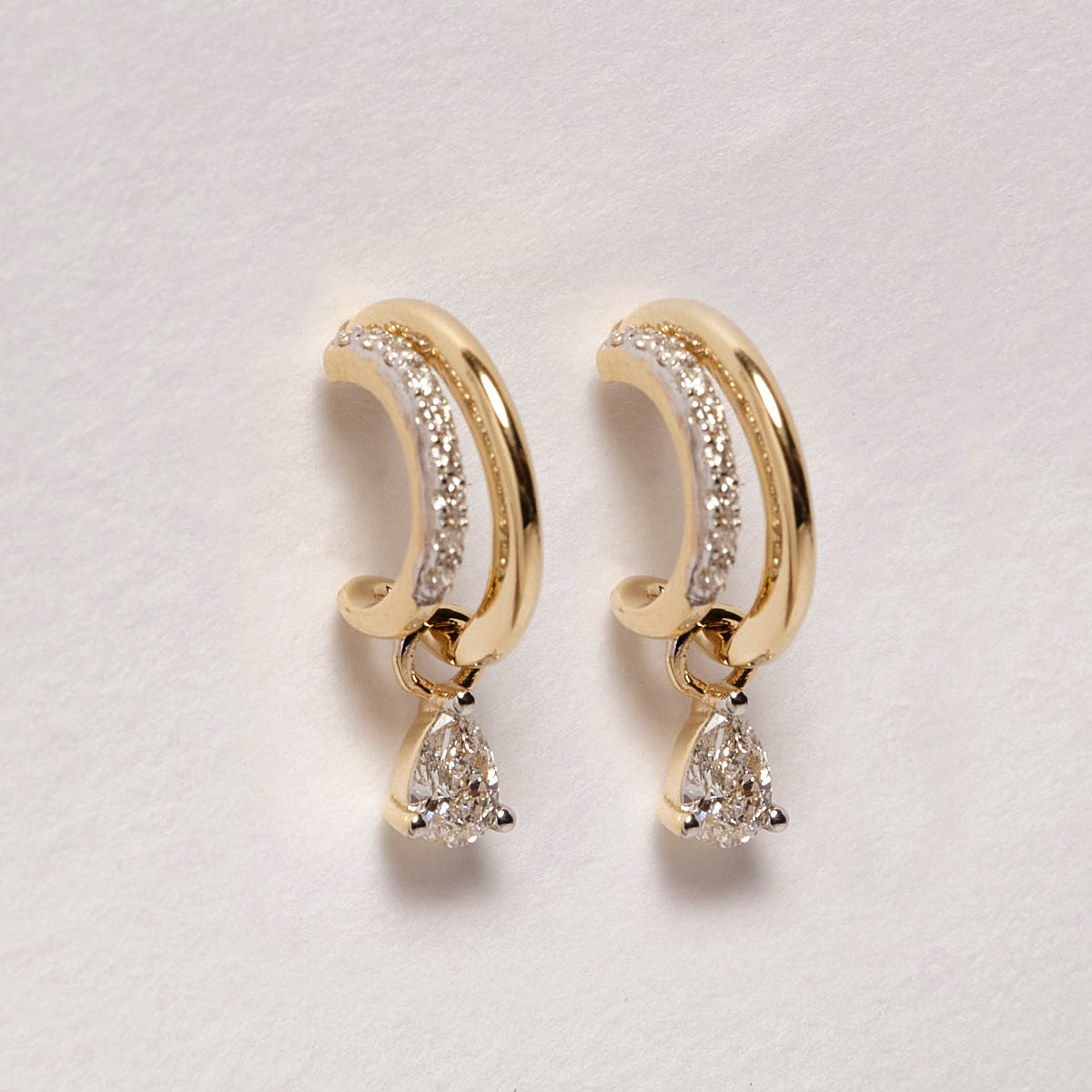 Greta 9ct Double Row Yellow Gold Diamond Earrings