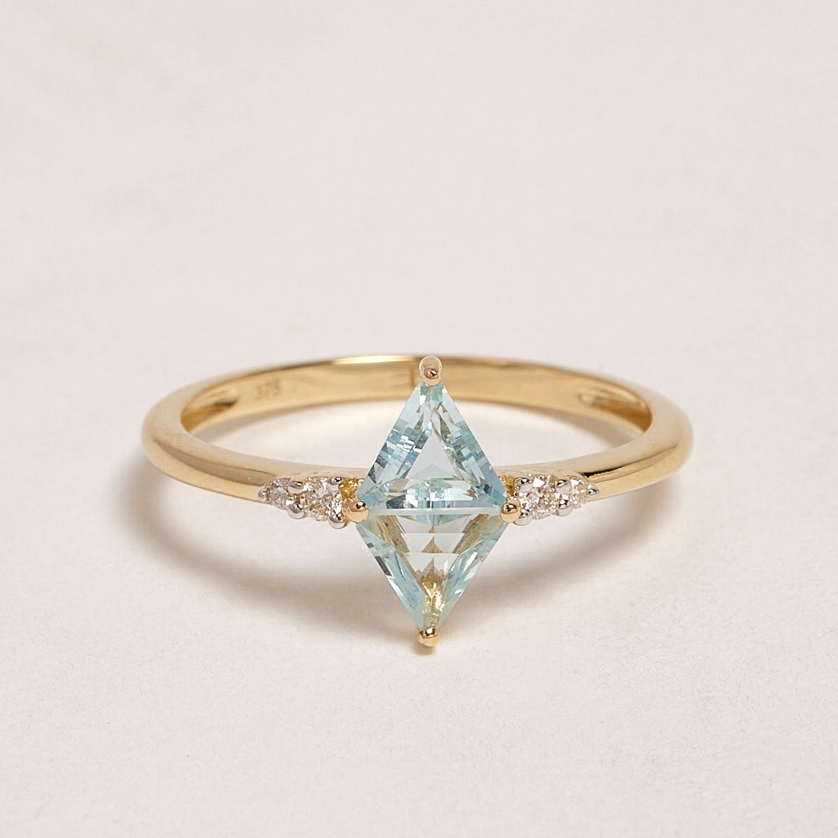 Hestia 9ct Yellow Gold Aquamarine & Diamond Ring
