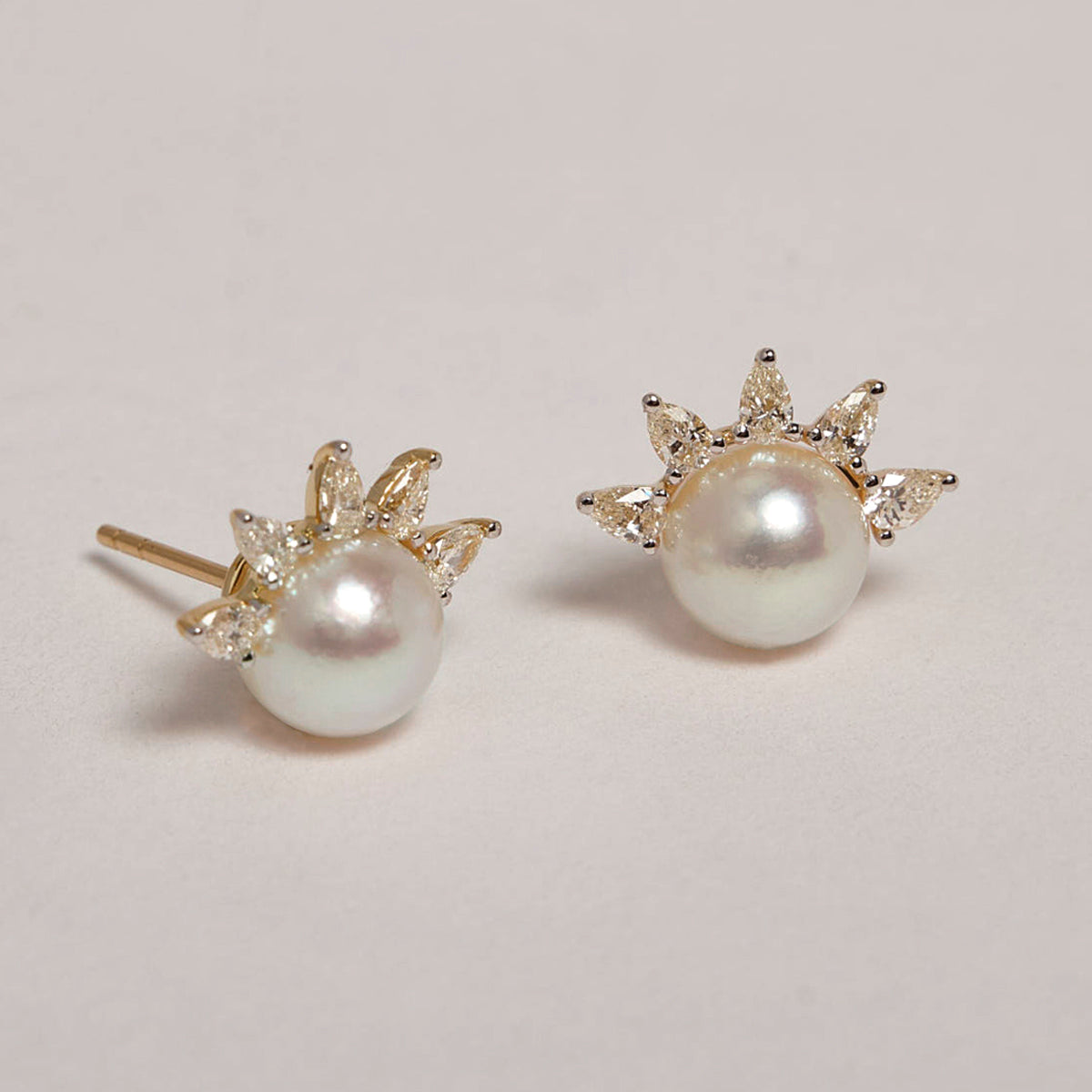 Inara 9ct Yellow Gold Akoya Pearl & Diamond Earrings