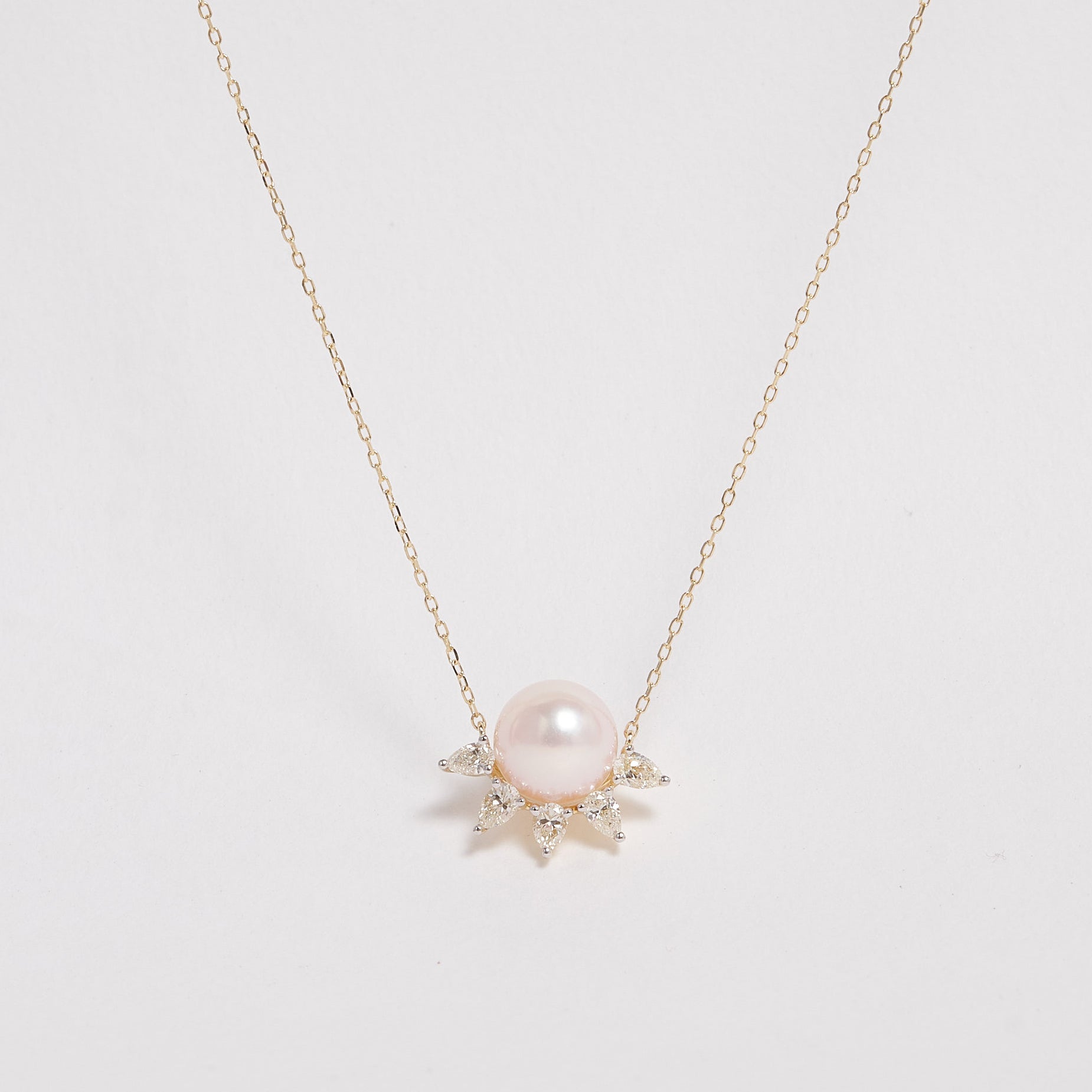 Inara 9ct Yellow Gold Akoya Pearl & Diamond Necklace