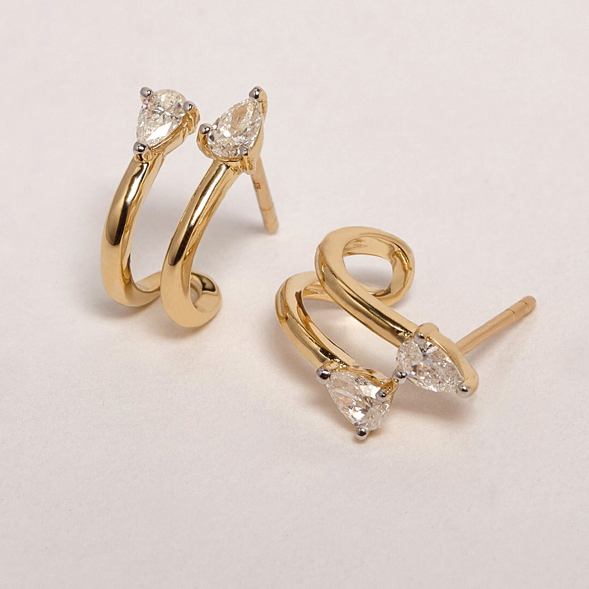 Isla 9ct Double Row Yellow Gold Diamond Earrings