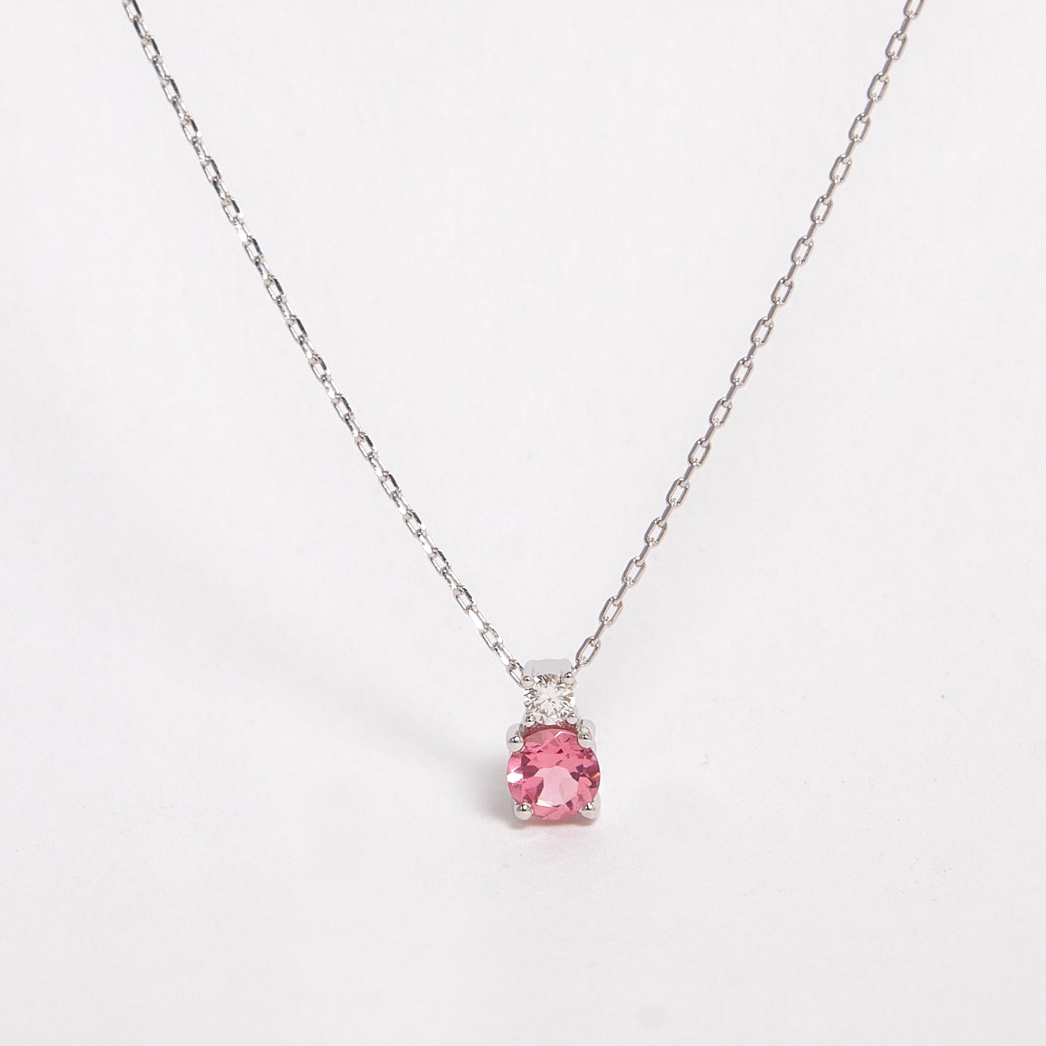 Ora 9ct White Gold Pink Tourmaline & Diamond Necklace