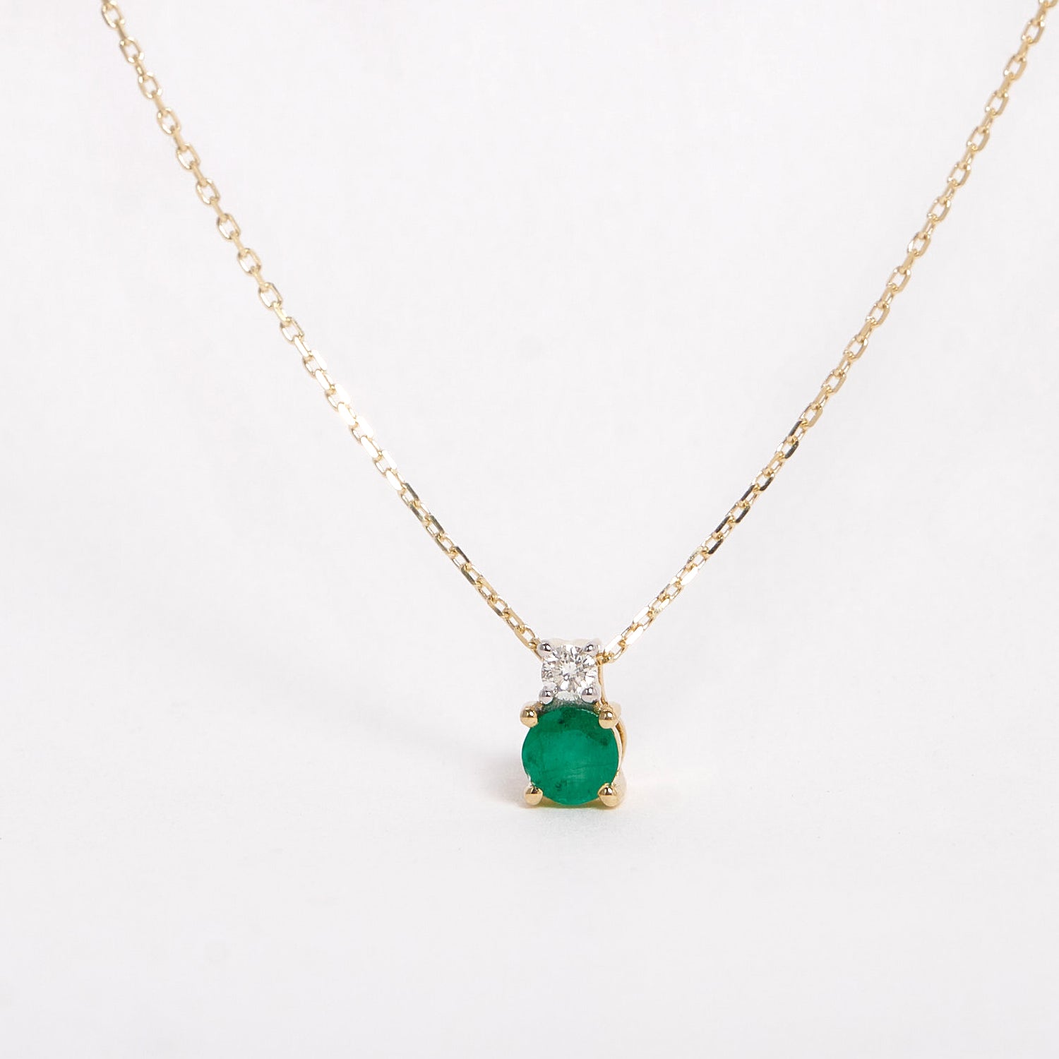 Ora 9ct Yellow Gold Emerald & Diamond Necklace