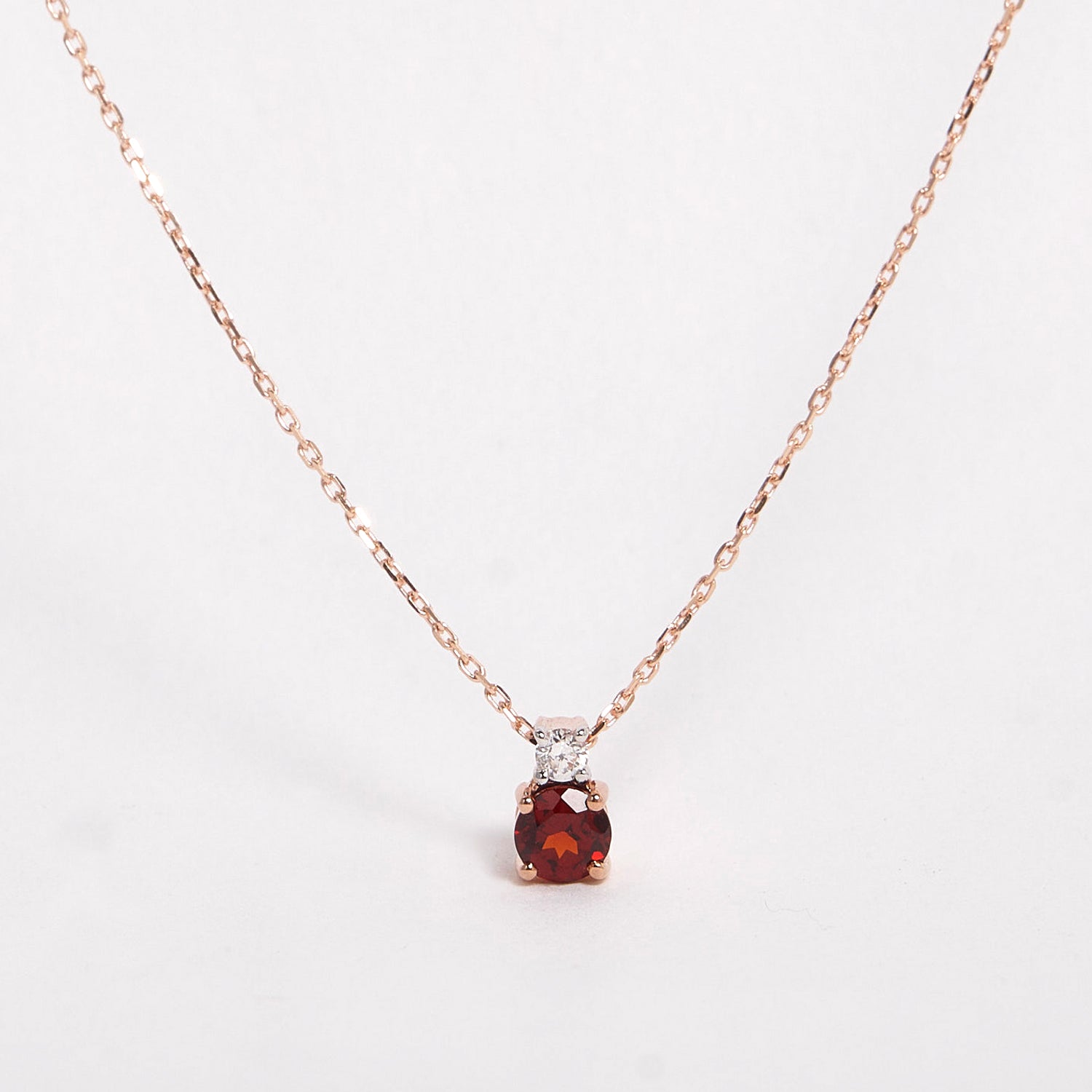 Ora 9ct Rose Gold Garnet & Diamond Necklace