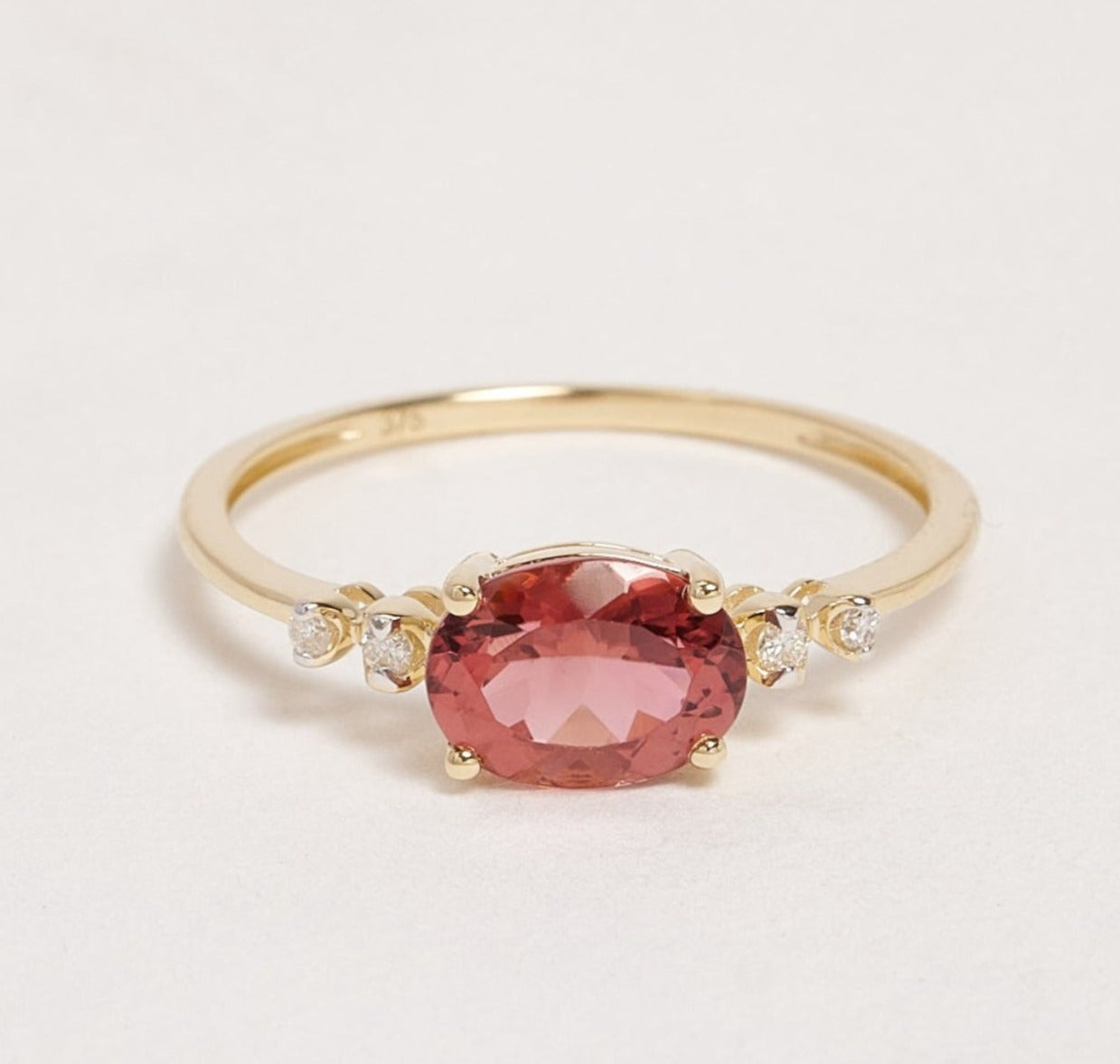 River 9ct Yellow Gold Tourmaline & Diamond Ring