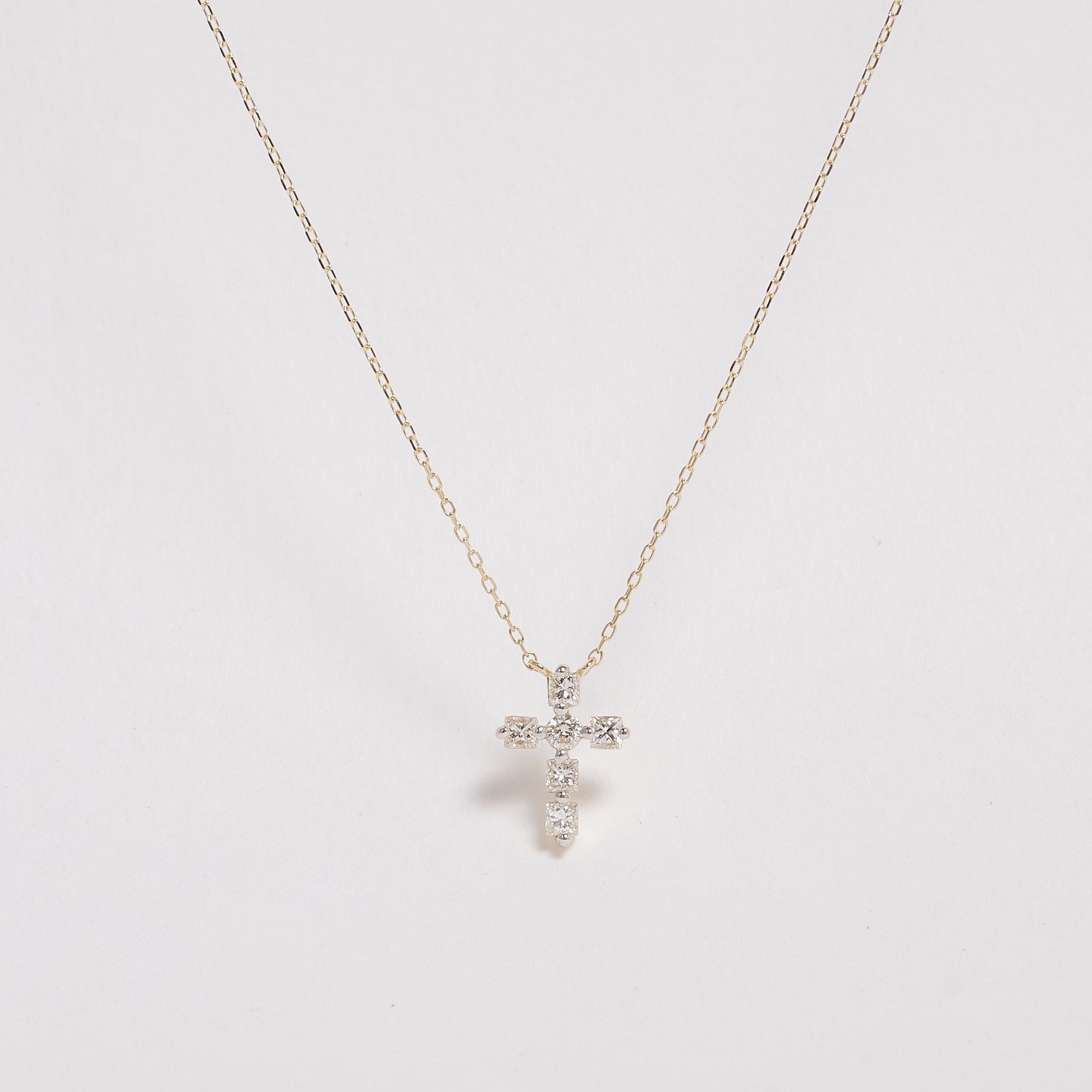 Vatica 9ct Yellow Gold Diamond Cross Necklace