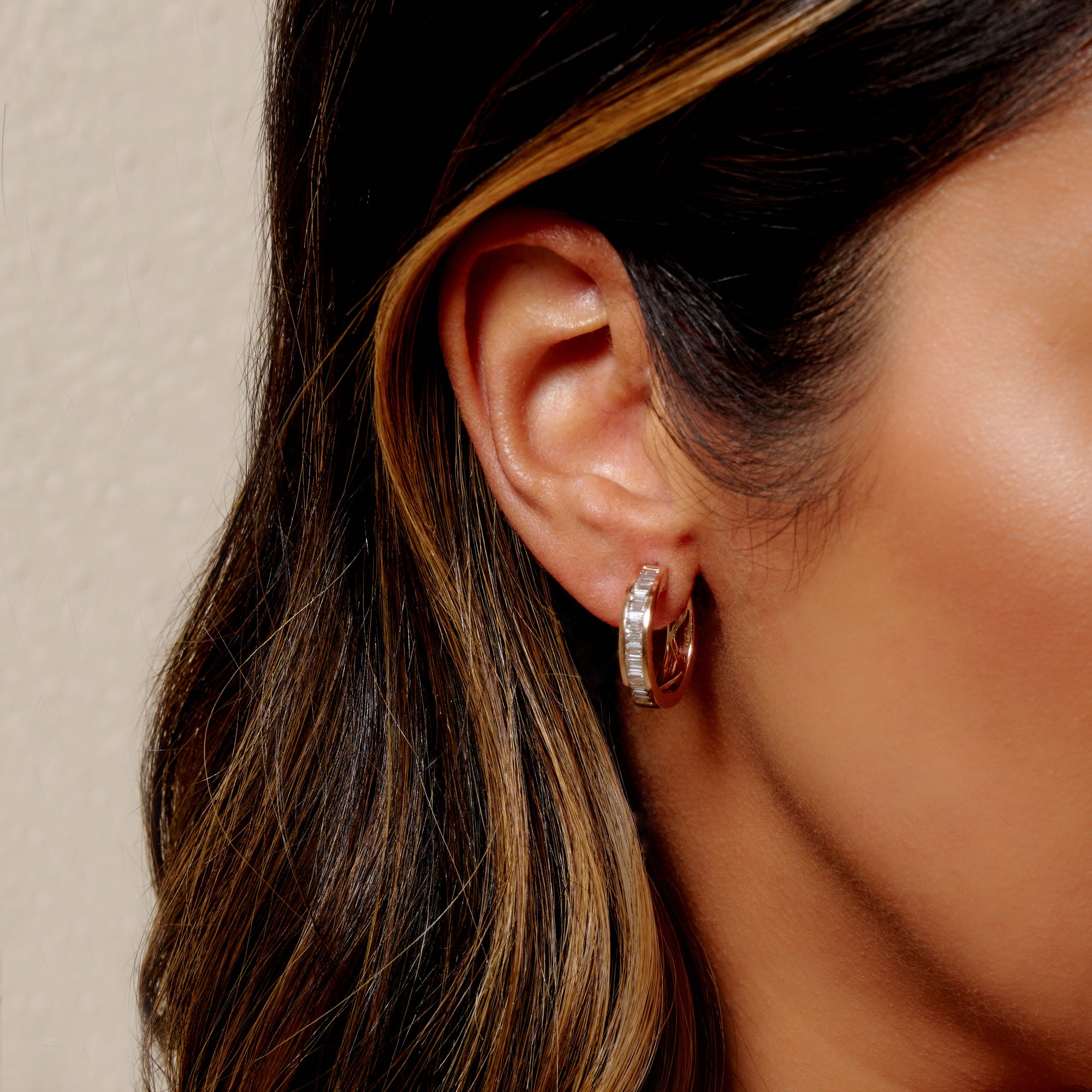Veda 9ct Rose Gold Diamond Huggie Earrings
