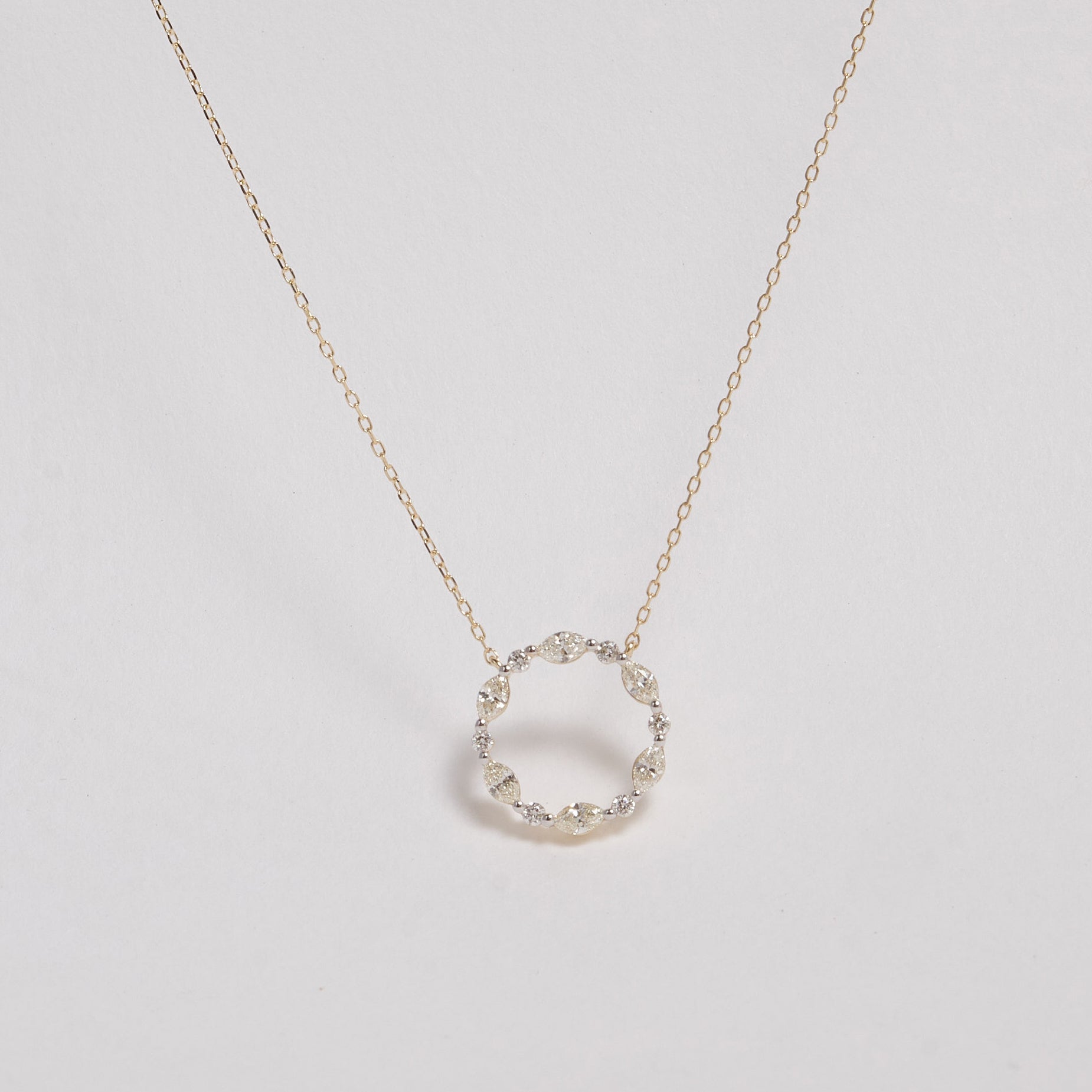 Willow 9ct Yellow Gold Diamond Halo Necklace